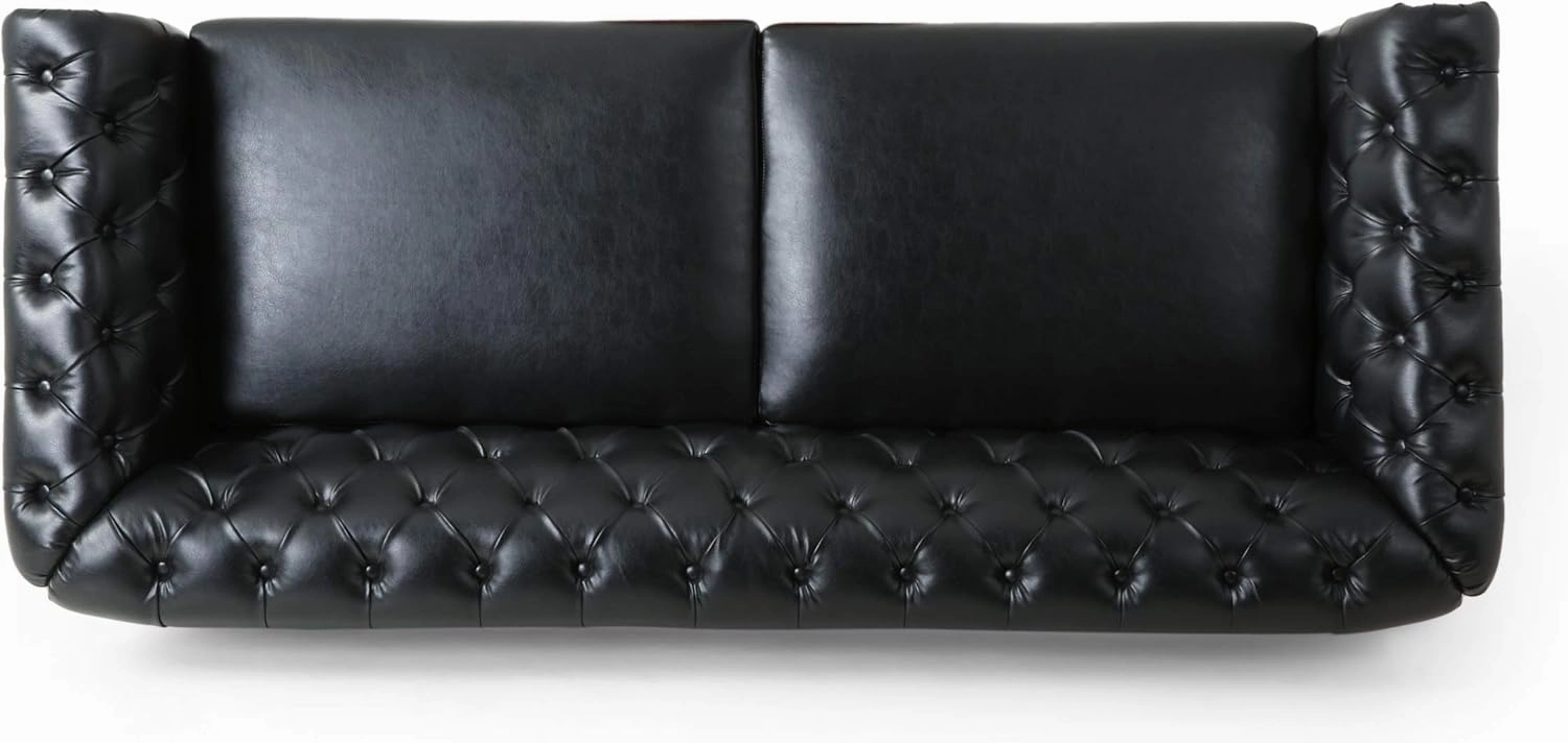 Christopher Knight Home Castalia Sofas, Midnight Black   Dark Brown