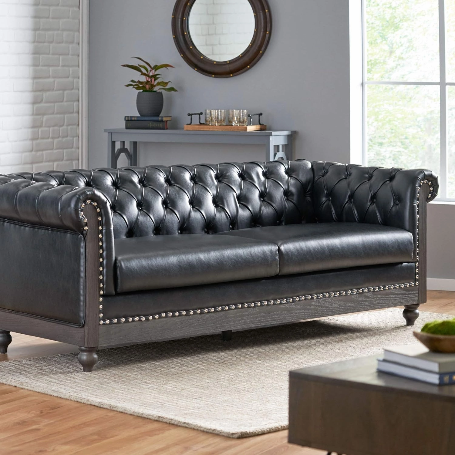 Christopher Knight Home Castalia Sofas, Midnight Black   Dark Brown
