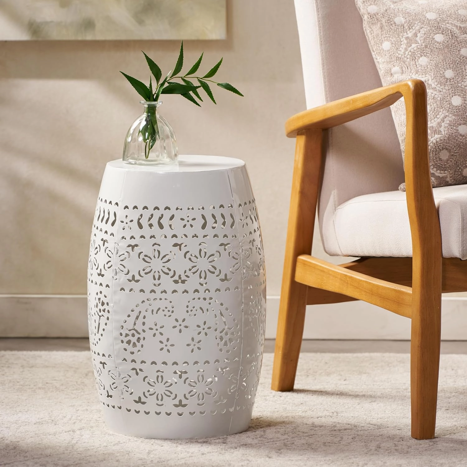 Christopher Knight Home Ruby Outdoor 12" Iron Side Table, White