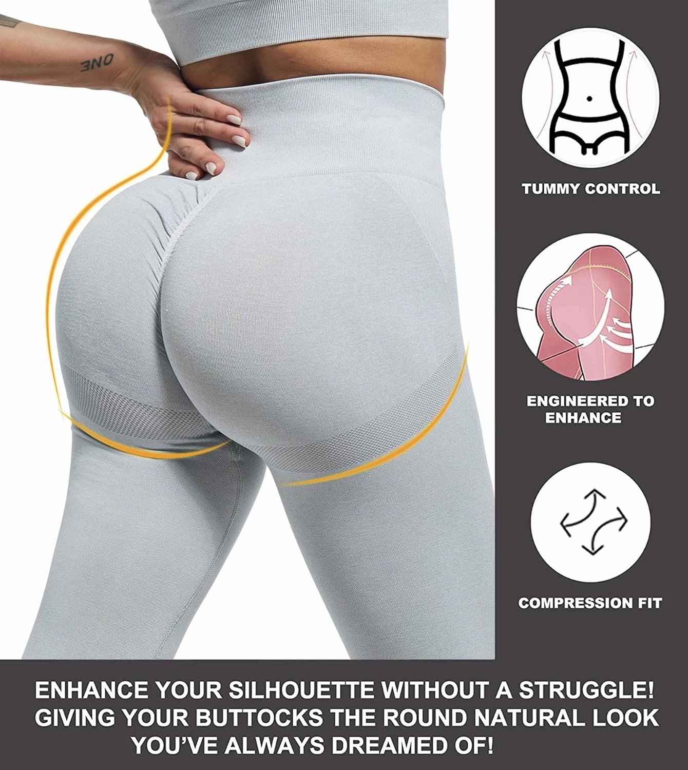 CHRLEISURE 3 Piece Workout Leggings Sets for Women, Gym Scrunch Butt Butt Lifting Seamless Leggings