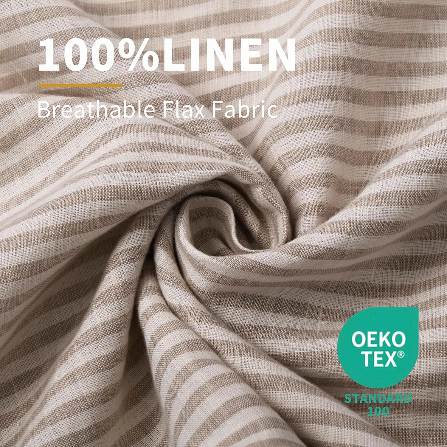 CHUFFED Linen Pillowcases 2 Pack 100% Linen Standard Pillow Cases, Breathable and Cooling Washed Pillowshams with Zipper Closure, 20x30 Inches,Dyed Stripe