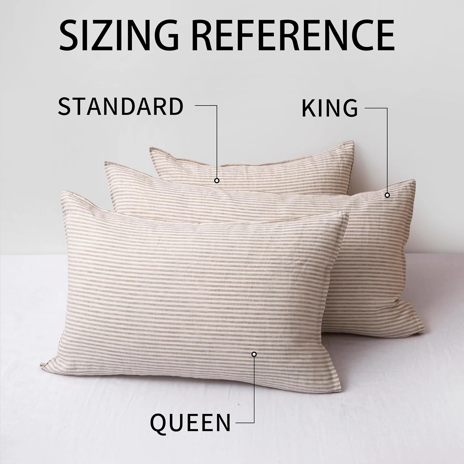 CHUFFED Linen Pillowcases 2 Pack 100% Linen Standard Pillow Cases, Breathable and Cooling Washed Pillowshams with Zipper Closure, 20x30 Inches,Dyed Stripe