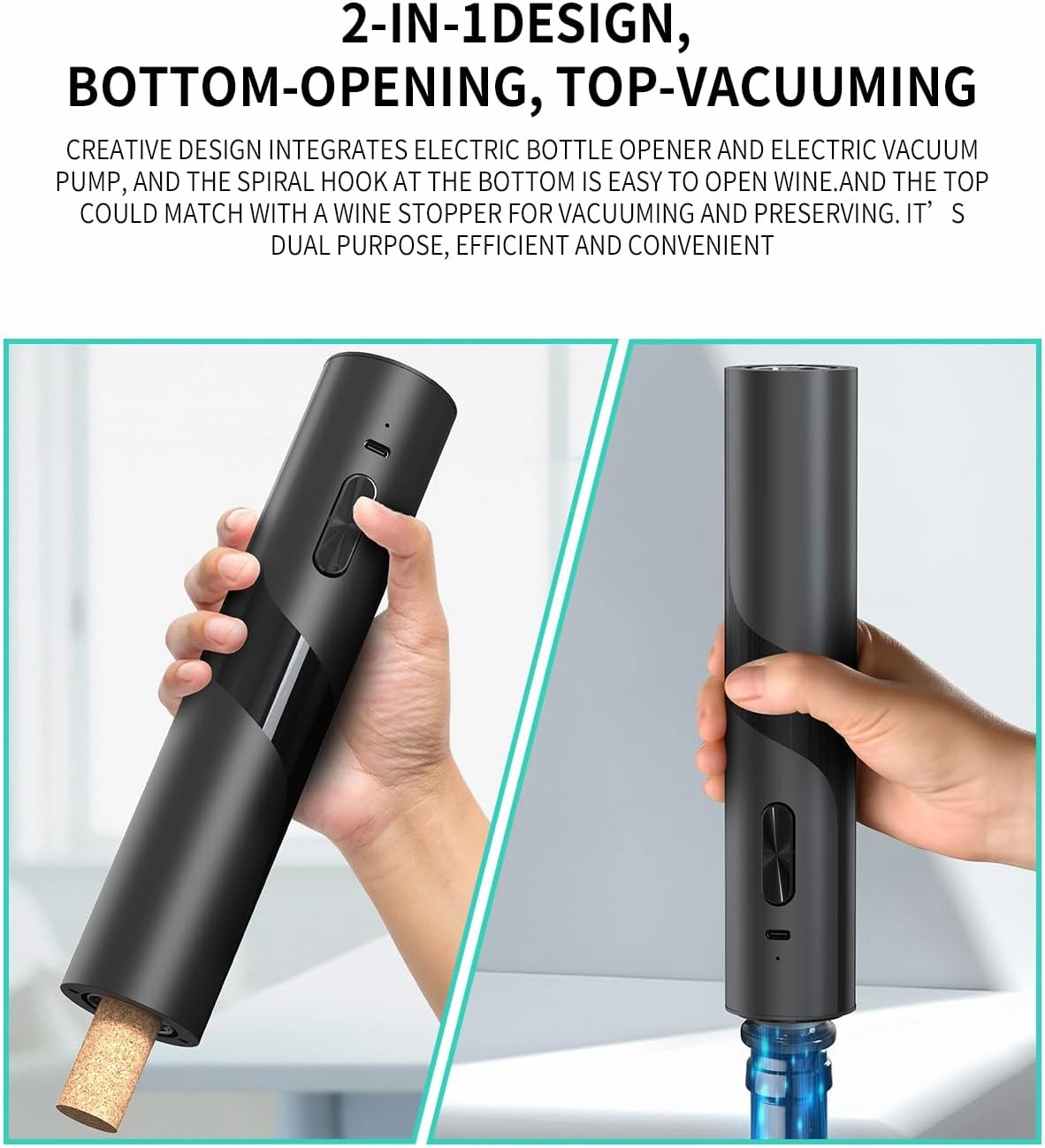 CIRCLE JOY Rechargeable Wine Opener Electric Wine Bottle Opener 7-in-1 Wine Gift Set with Electric Vacuum Pump, Charging Station, Foil Cutter, Wine Aerator Pourer and 2 Wine Stoppers