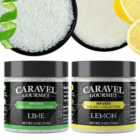 Citrus Salt Gift Pack, Lemon and Lime Sea Salt, 4 oz Jar 2-Pack, Caravel Gourmet