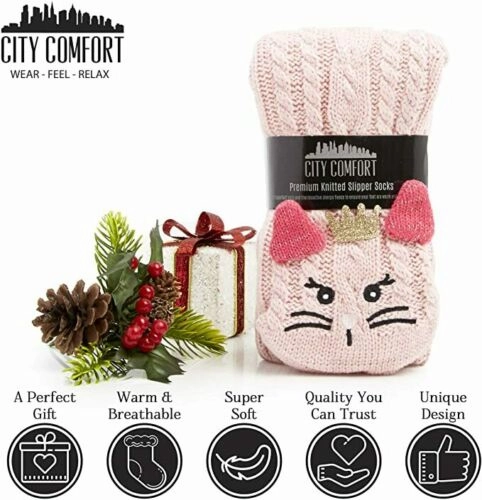 CityComfort Fluffy Slipper Socks For Women - KITTY QUEEN