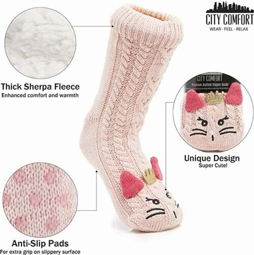 CityComfort Fluffy Slipper Socks For Women - KITTY QUEEN