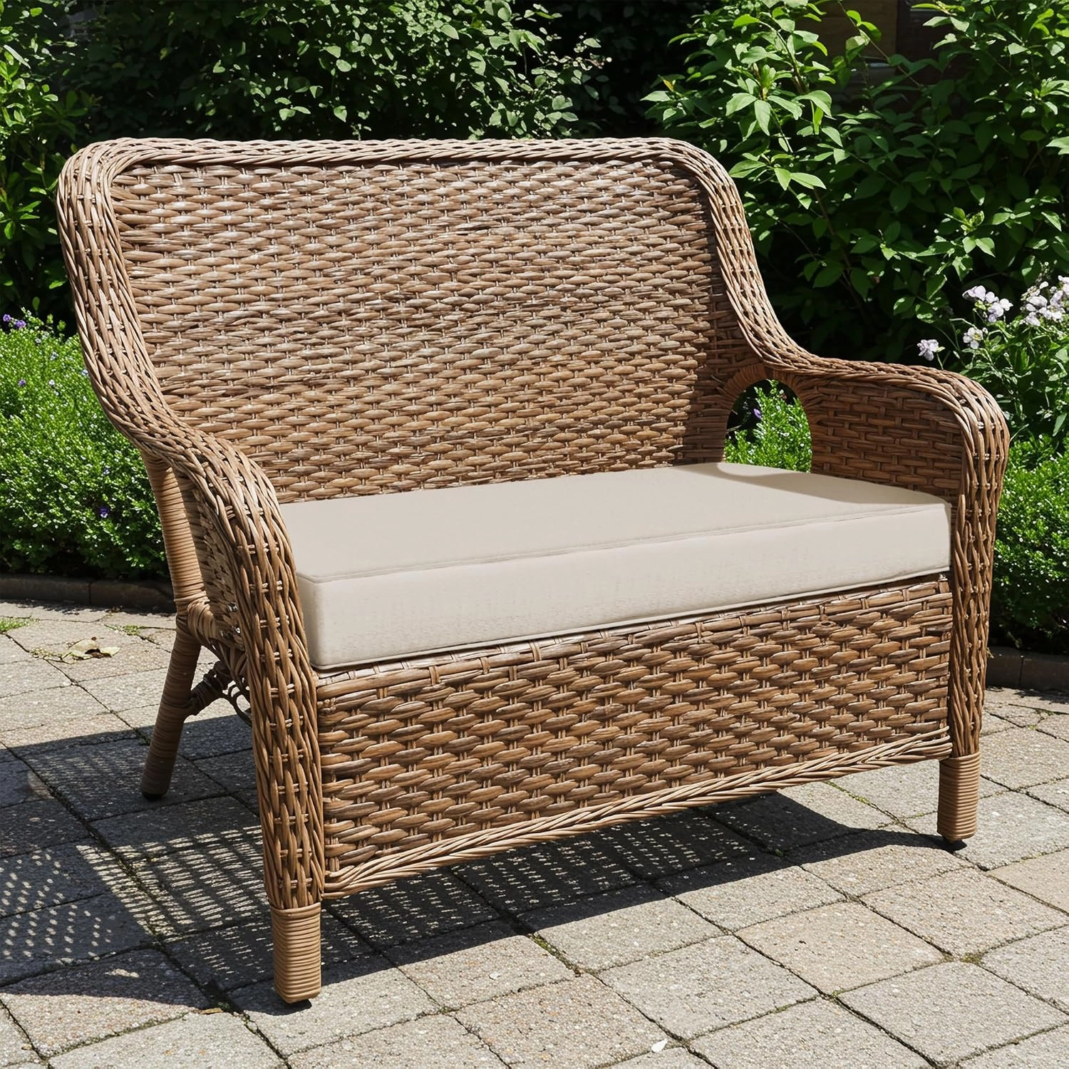Classic Accessories 62-016-BEIGE-EC Contoured Bench Cushion, 41"W x 18"D x 3"Thick, Antique Beige