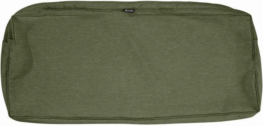 Classic Accessories Montlake Water-Resistant 54 x 18 x 3 Inch Outdoor Bench/Settee Cushion Slip Cover, Patio Furniture Swing Cushion Cover, Heather Fern Green, Patio Furniture Cushion Covers