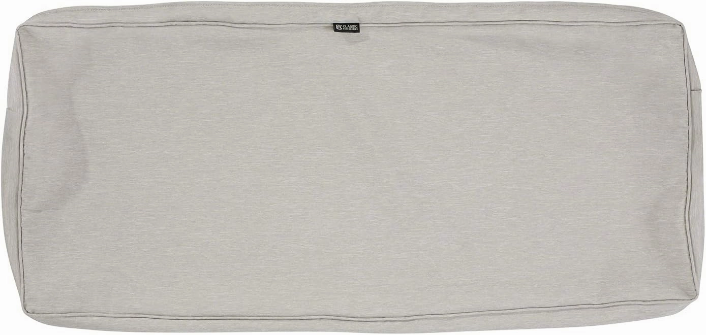 Classic Accessories Montlake Water-Resistant 54 x 18 x 3 Inch Outdoor Bench/Settee Cushion Slip Cover, Patio Furniture Swing Cushion Cover, Heather Grey, Patio Furniture Cushion Covers