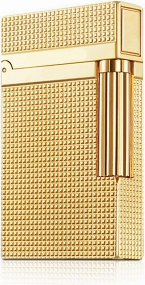 Classic Brass Butane Lighter, Flint Side Slide Igniter, Refillable Lighter, Metal Windproof Lighter, Classic Flame Flip Top Lighter, Gift for Men(Gold)