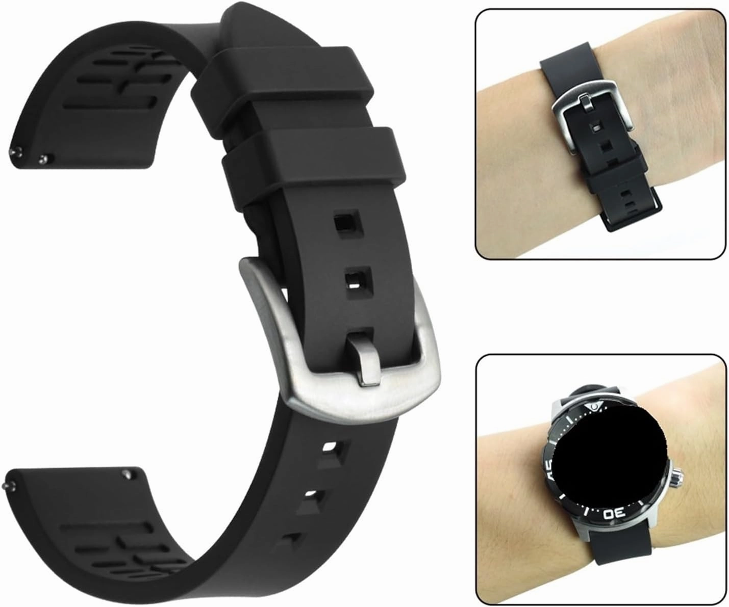 Classic Watch Bands 18 19 20 21 22mm Rubber Watch Strap Quick Release For Traditional Diving Watches