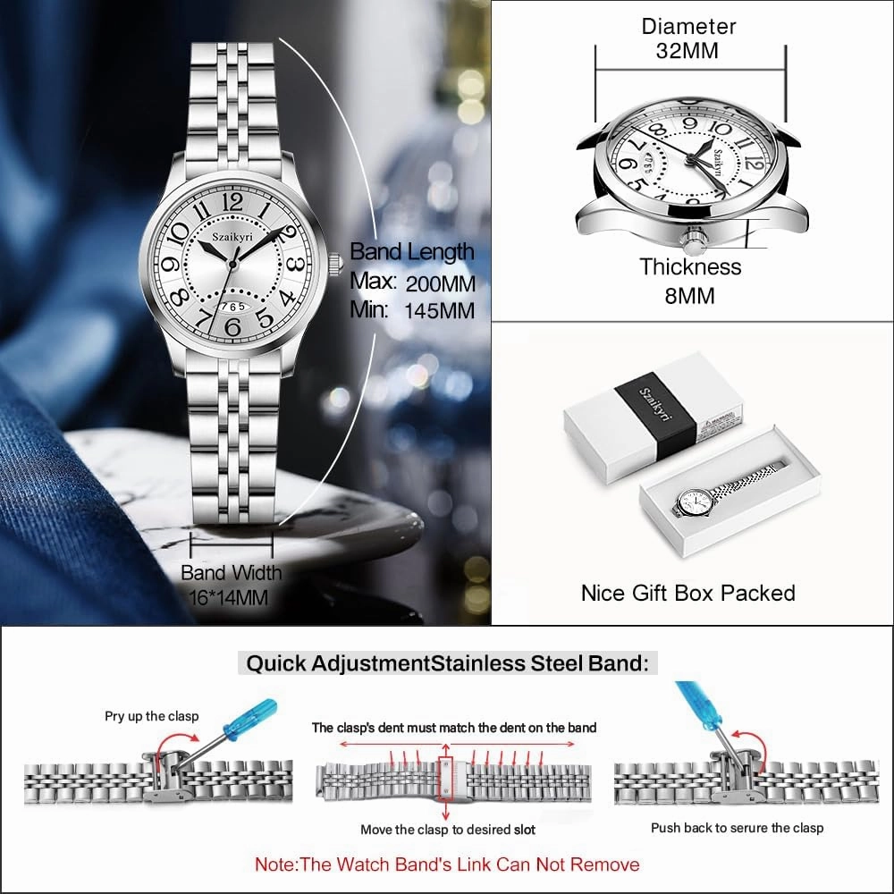 Classic Watch for Women with Easy Read Time Arabic Numerals Ladies Watch with Calendar Water Resistant