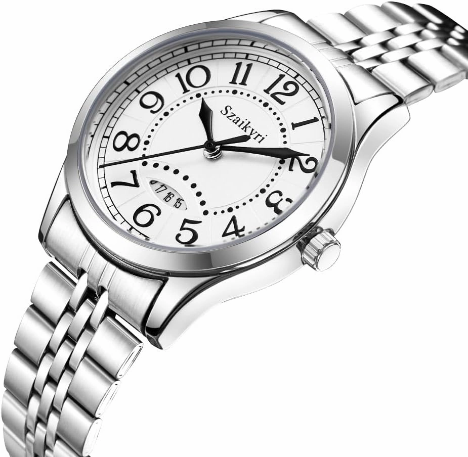 Classic Watch for Women with Easy Read Time Arabic Numerals Ladies Watch with Calendar Water Resistant