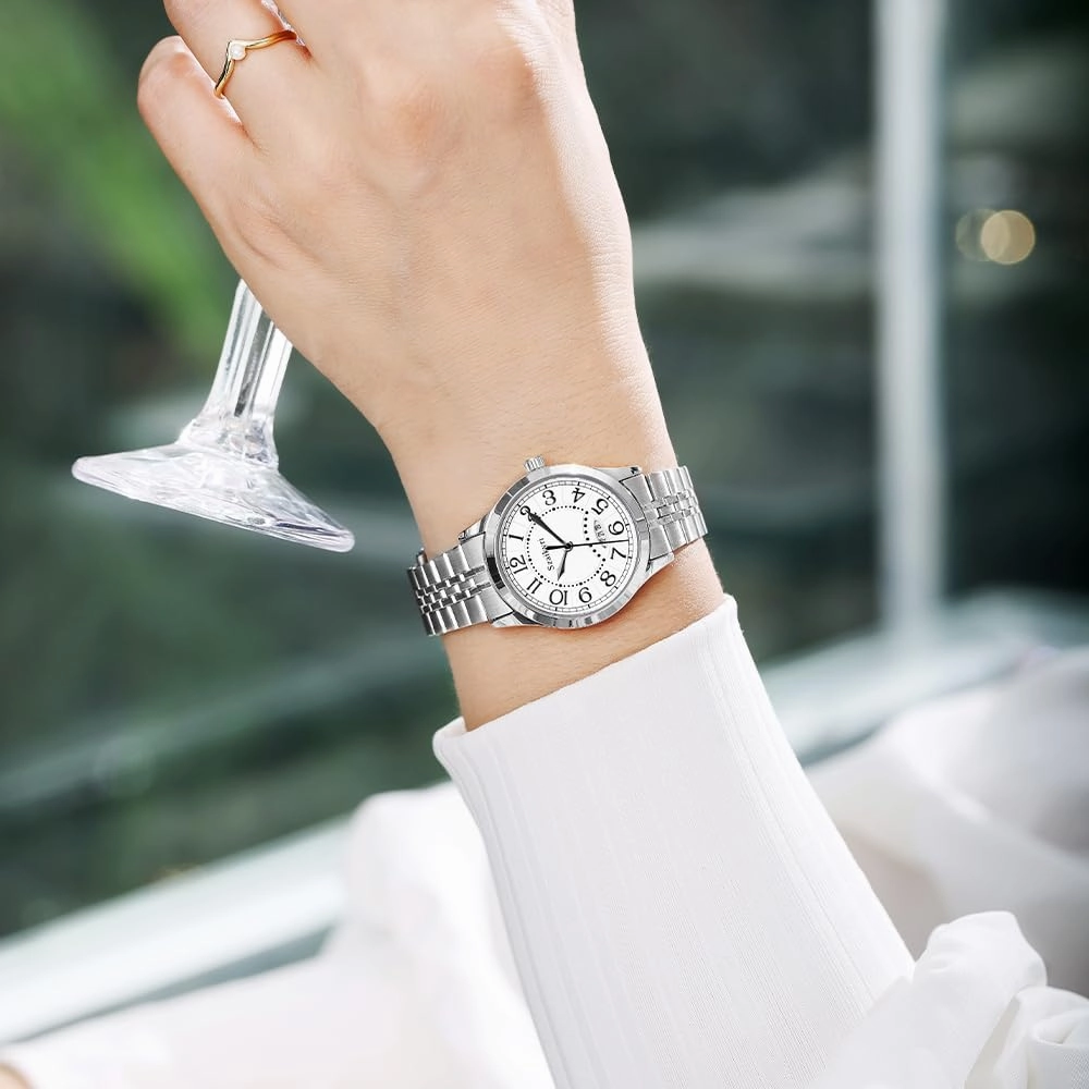 Classic Watch for Women with Easy Read Time Arabic Numerals Ladies Watch with Calendar Water Resistant