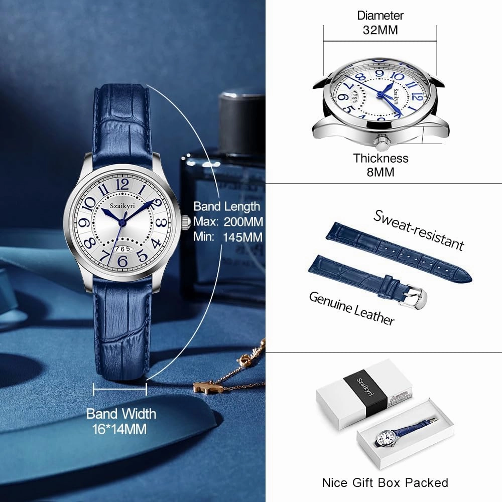 Classic Watch for Women with Easy Read Time Arabic Numerals Ladies Watch with Calendar Water Resistant