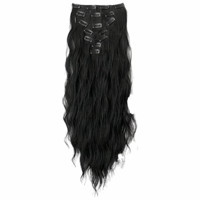 Clip-In Hair Extensions for Women – 24.41-Inch Thick Layered Straight Hair Pieces, Set of 7 with 16 Clips, 150g Lightweight & Natural Look (Black)
