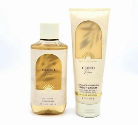 Cloud Nine Bath & Body 2 pc- Bundle Aloe   Vitamin E Shower Gel 10 fl oz, Ultimate Hydration Body Cream with Shea Butter   Hyaluronic Acid 8 oz