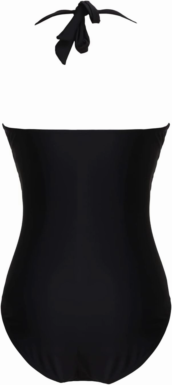 COCOPEAR One Piece Crossover Swimsuit High Waisted Tummy Control Swimwear Ruched Halter Push Up Bathing Suits for Women