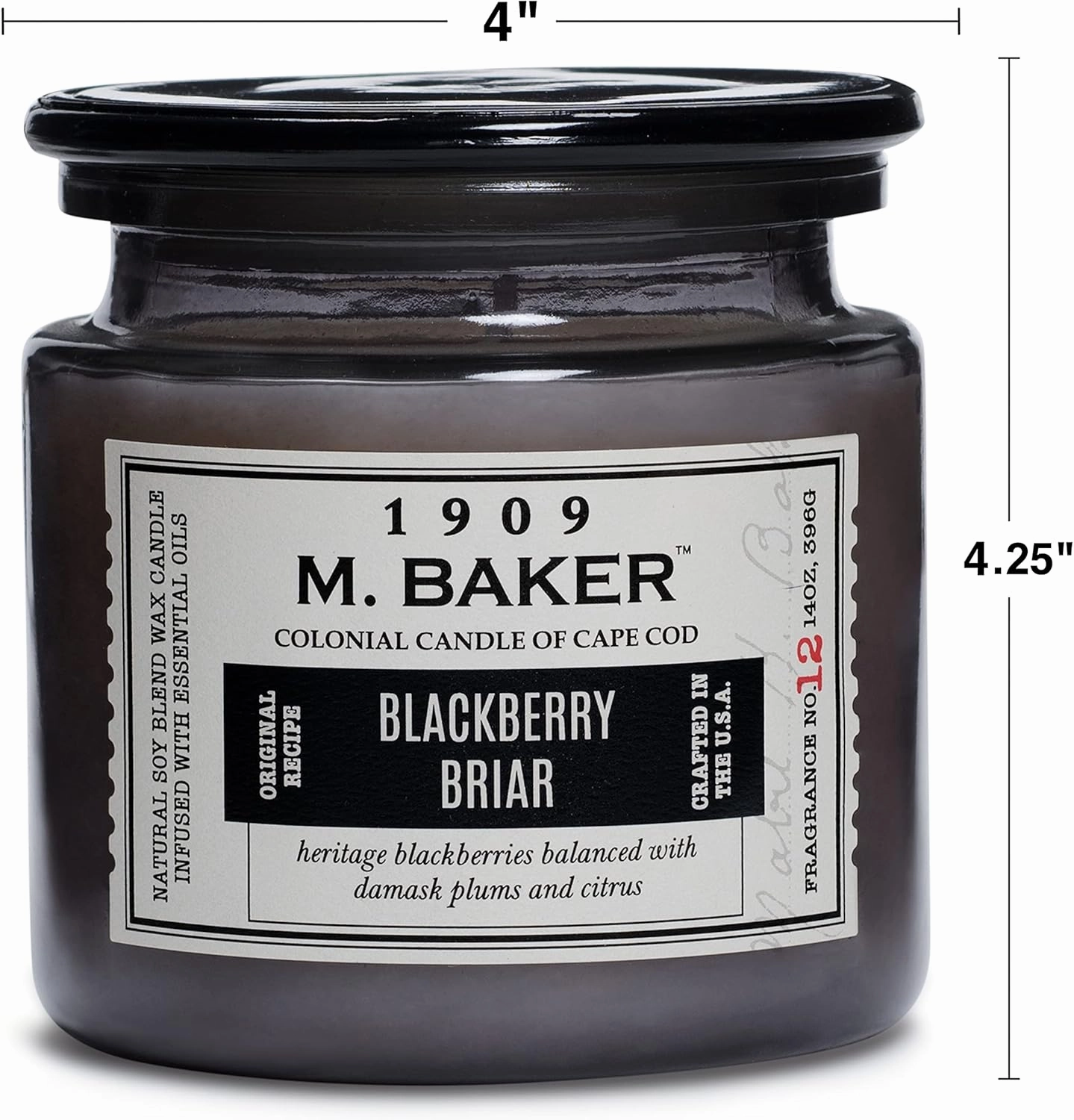 Colonial Candle BlackBerry Briar Scented Jar Candle | 2-Wick Natural Soy Blend Wax Candle for Home | Relaxing Aromatherapy Candle Infused with Essential Oils | M. Baker Apothecary Glass Jar Candle