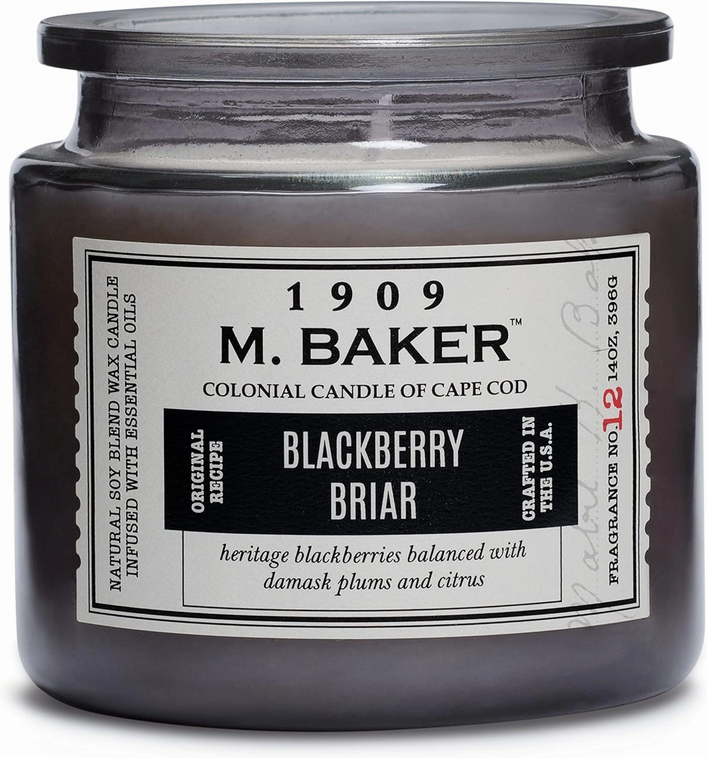 Colonial Candle BlackBerry Briar Scented Jar Candle | 2-Wick Natural Soy Blend Wax Candle for Home | Relaxing Aromatherapy Candle Infused with Essential Oils | M. Baker Apothecary Glass Jar Candle