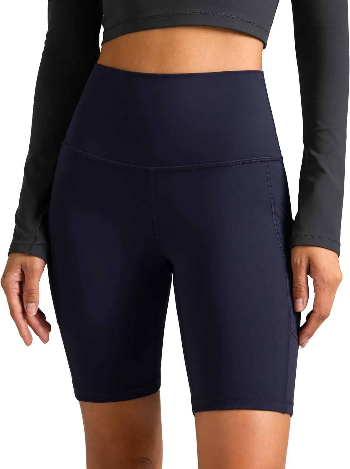 Colorfulkoala Women's High Waisted Biker Shorts with Pockets 8" /10" Inseam Workout Yoga Shorts Running Tights