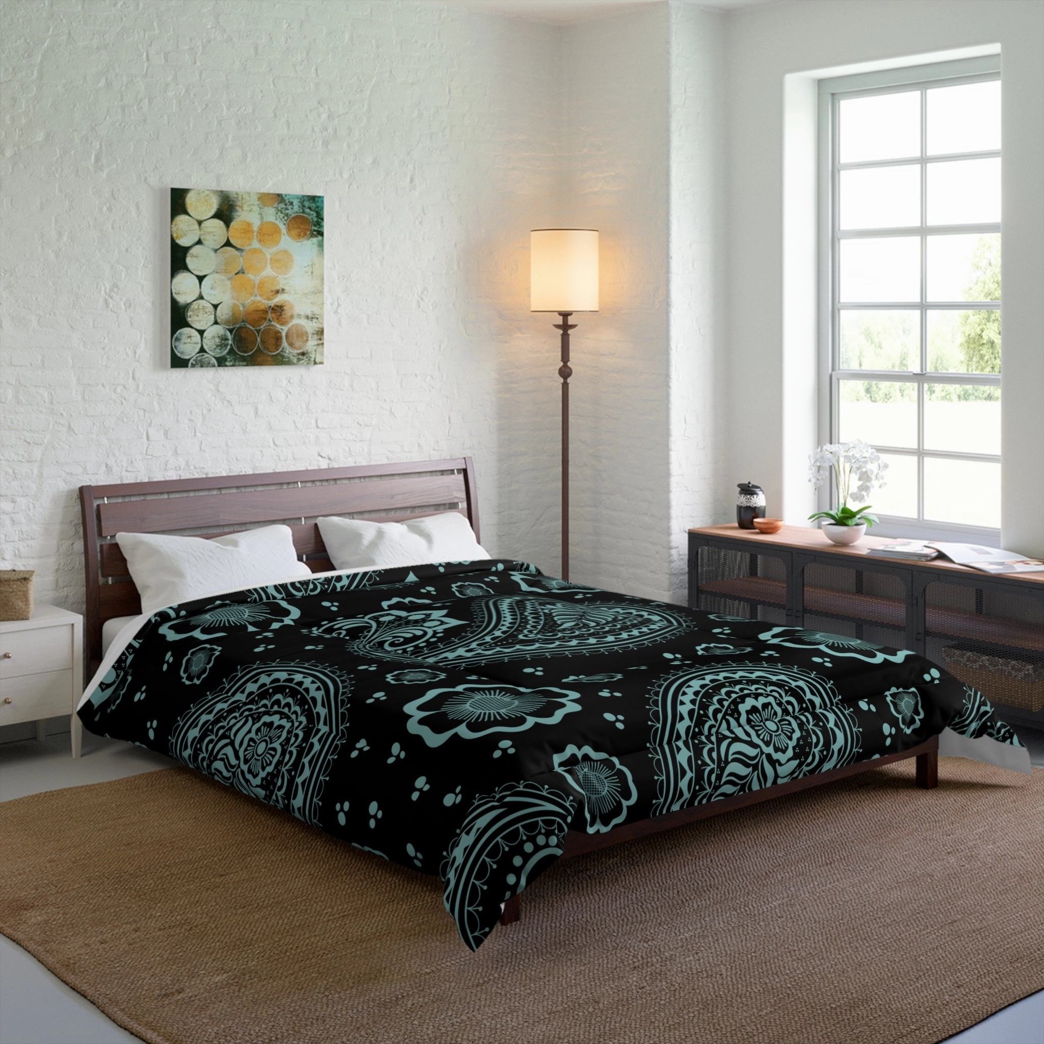 Comforter Are Available to Have Custom Products to Match, Such As Pillow Shams, Curtains, Rugs, Clocks, Lamps Etc. Please Call 1-603-377-1833 I Can Have The Work Done In 24 Hours