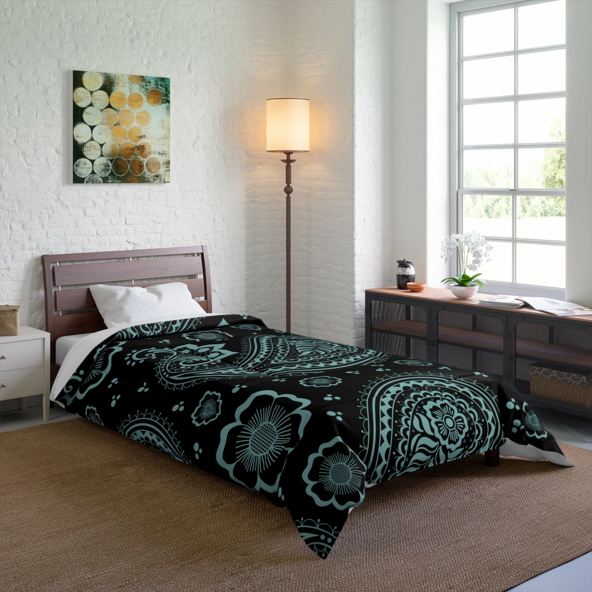 Comforter Are Available to Have Custom Products to Match, Such As Pillow Shams, Curtains, Rugs, Clocks, Lamps Etc. Please Call 1-603-377-1833 I Can Have The Work Done In 24 Hours