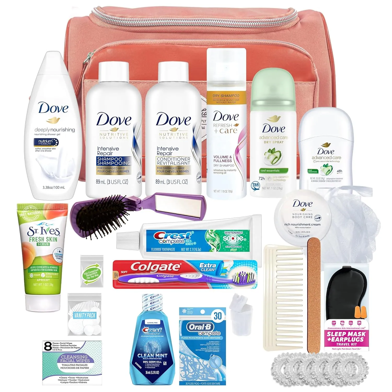 Convenience Kits International Women’s Super Premium 30 PC Travel Kit Featuring: Ensemble of Travel-Size Hair Care and Body Products in Large Toiletry Bag (802)