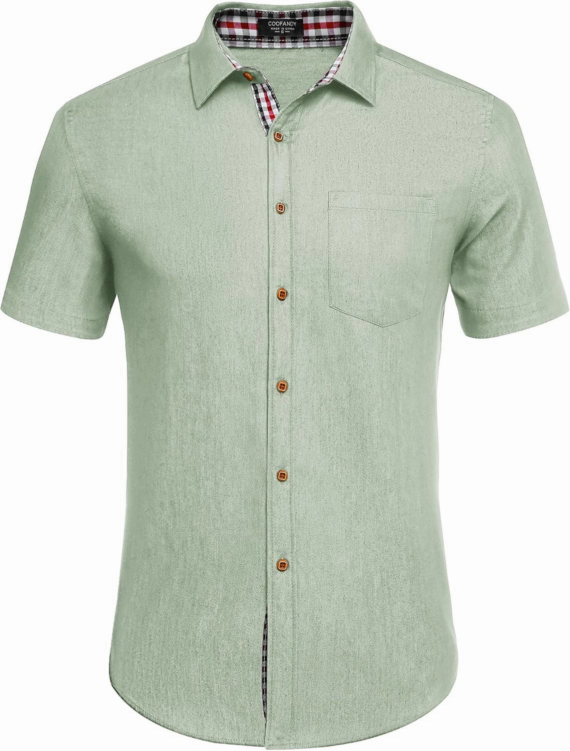 COOFANDY Men's Casual Cotton Short Sleeve Button Down Dress Shirt Plaid Collar Denim Work Shirts
