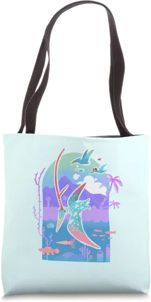 Cool Blue Nyctosaurus Flying Dinosaur Pterodactyl Ocean Reef Tote Bag