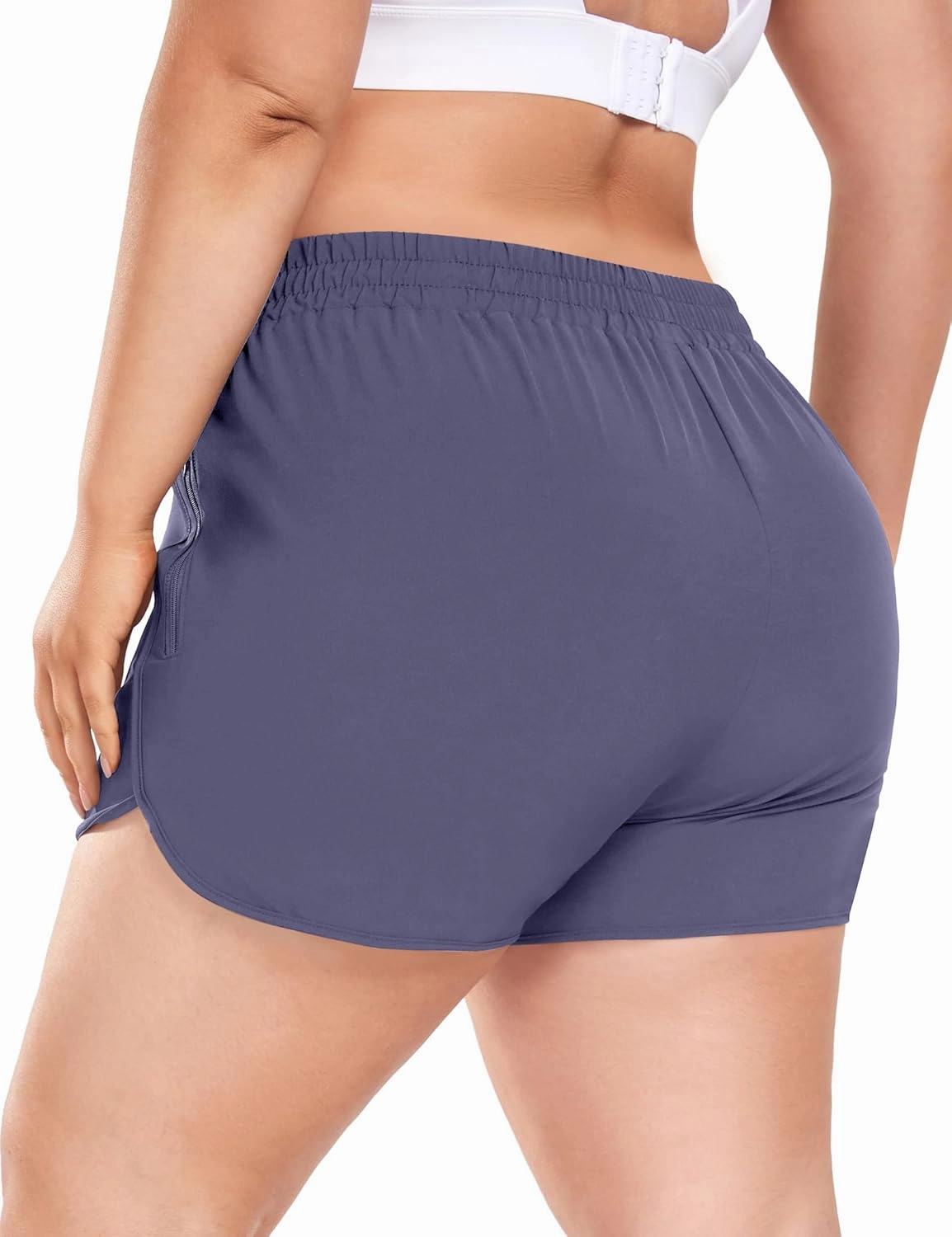 COOTRY Women's Athletic Shorts Plus Size High Waisted Quick Dry Gym Running Workout Clothes with Zip Pockets 3 Inch