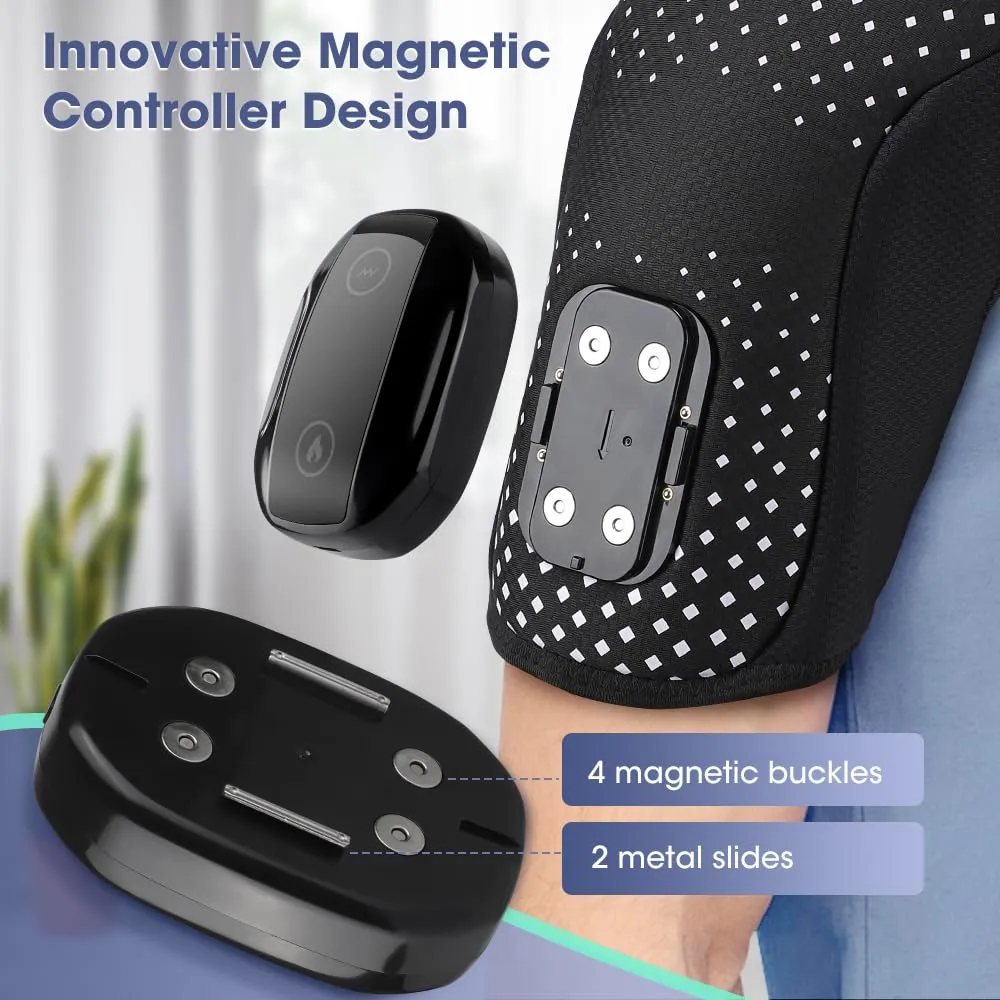Cordless Heating Shoulder Wrap Massager Electric Heated Brace Vibeation Pad for Shoulder Neck with 3 Heat & Vibration (Black)