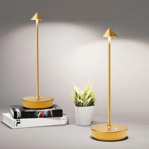 Cordless Table Lamps Rechargeable, 6000mAh Battery Operated LED Desk Lamp Outdoor Waterproof Portable Touch Dimmable Table Night Light for Patio Restaurant Dining Home Set of 2 Gold