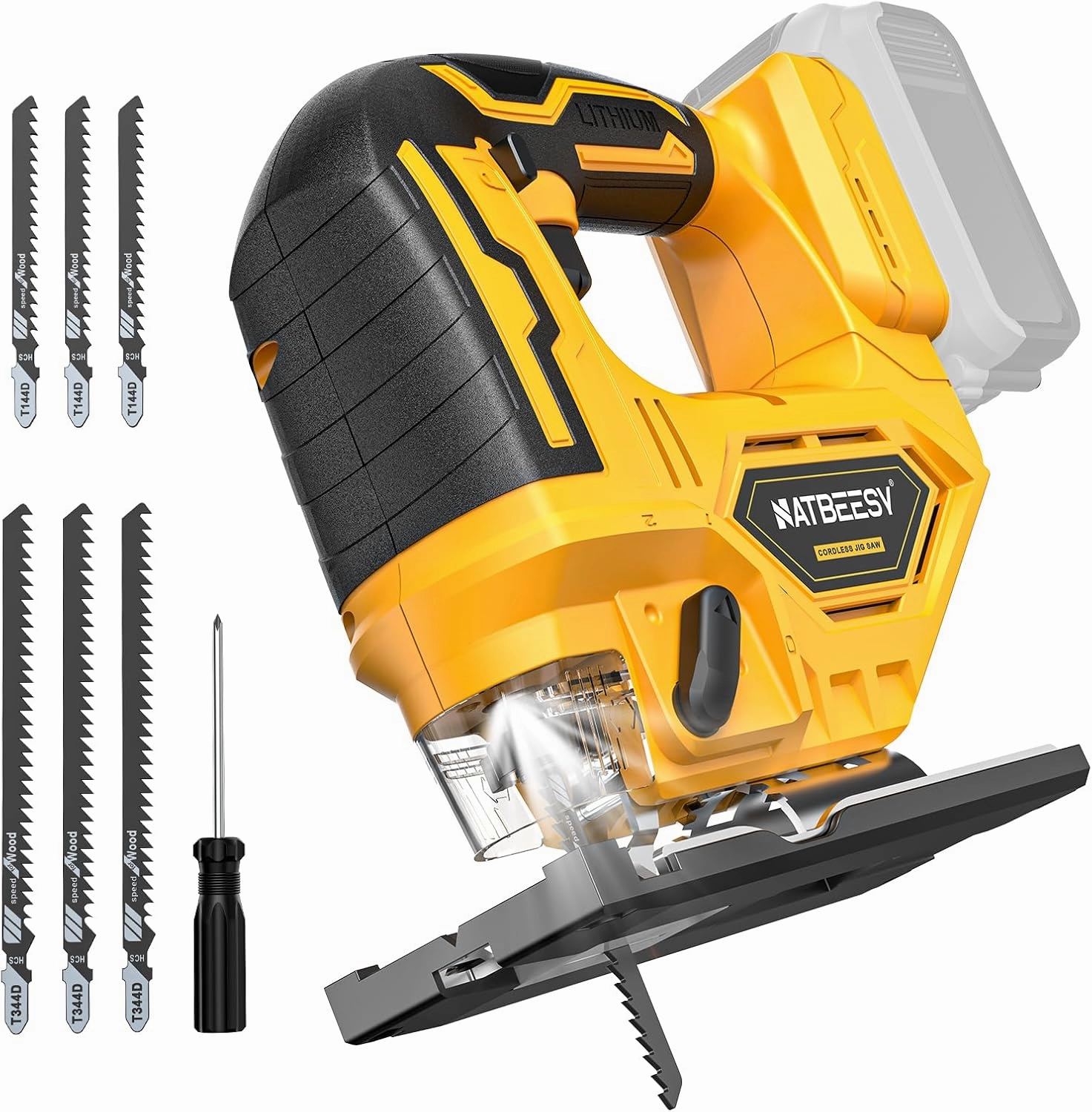 Cordless Jig Saw for Dewalt 20v Max Battery, Brushless Jigsaw Cut Off Tool, Variable Speed 2900RPM, 45° Beveled Cuts, 3 Orbital Action, with Jigsaw Blades for Straight/Curve/Circle Cutting(Tool Only)