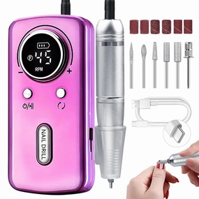 Cordless Nail Drill Professional: 45000 RPM Rechargeable Electric Nail File Kit, Portable & Low Noise for Acrylic, Gel Nails, Manicure & Pedicure - Salon & Home Use