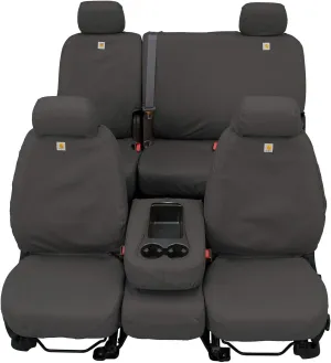 Covercraft Carhartt SeatSaver Custom Seat Covers | Fits 2011-2016 Ford F-250/F-350, 2015-2016 F-450/F-550 | 1st Row 40/20/40 Bench Seat, Duck Weave Gravel