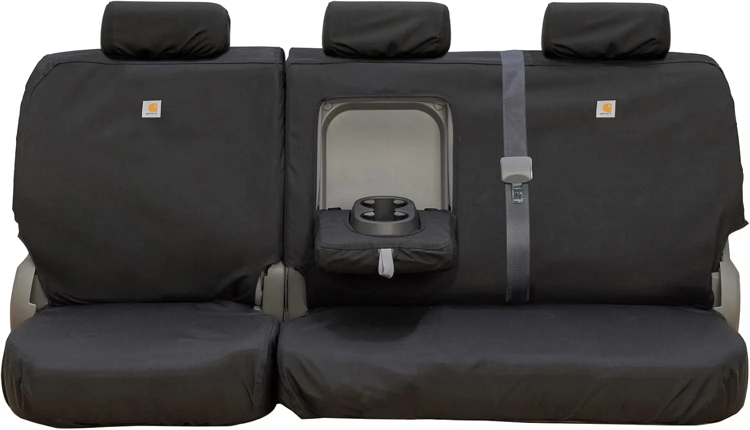 Covercraft Carhartt Super Dux SeatSaver Custom Seat Covers | Fits 2011-2018 Ram 1500, 2019-2024 Ram 1500 Classic, 2011-2024 Ram 2500/3500/4500 | 2nd Row 40/60 Bench Seat, Super Dux Black