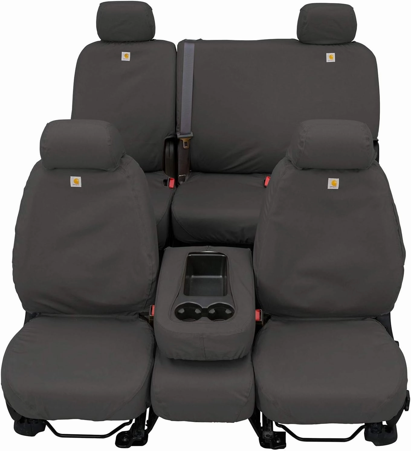 Covercraft Carhartt SeatSaver Custom Seat Covers | Fits 2017-2018 Ram 1500, 2019-24 Ram 1500 Classic, 2017-18 Ram 2500/3500/4500/5500 | 1st Row 40/20/40 Bench Seat, Duck Weave Gravel