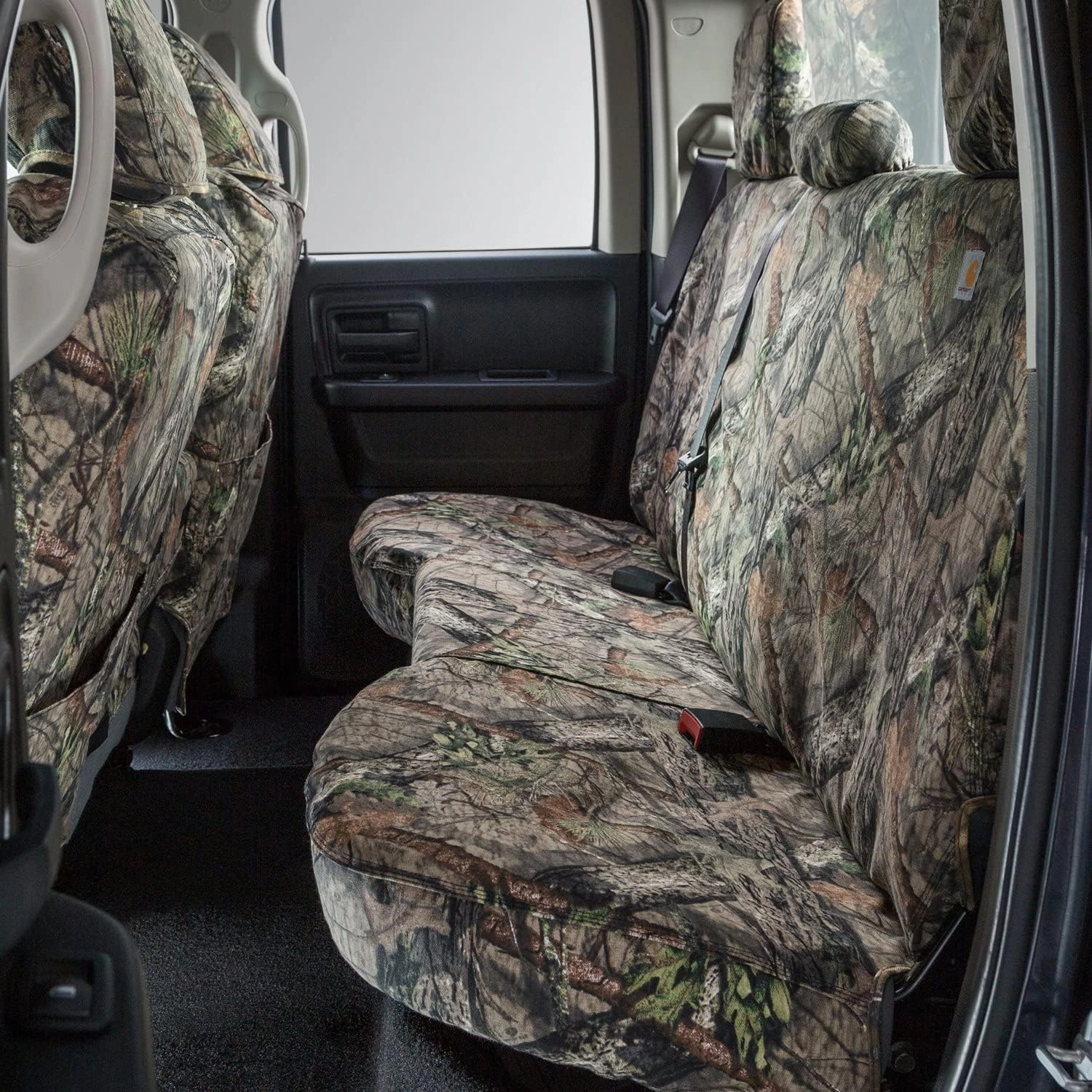 Covercraft Mossy Oak Carhartt SeatSaver Custom Seat Covers | Fits 2014-19 Chevrolet Silverado/GMC Sierra 1500, 2015-24 Silverado/Sierra 2500/3500 | 2nd Row Crew Cab, 60/40 Bench Seat, Break-Up Country