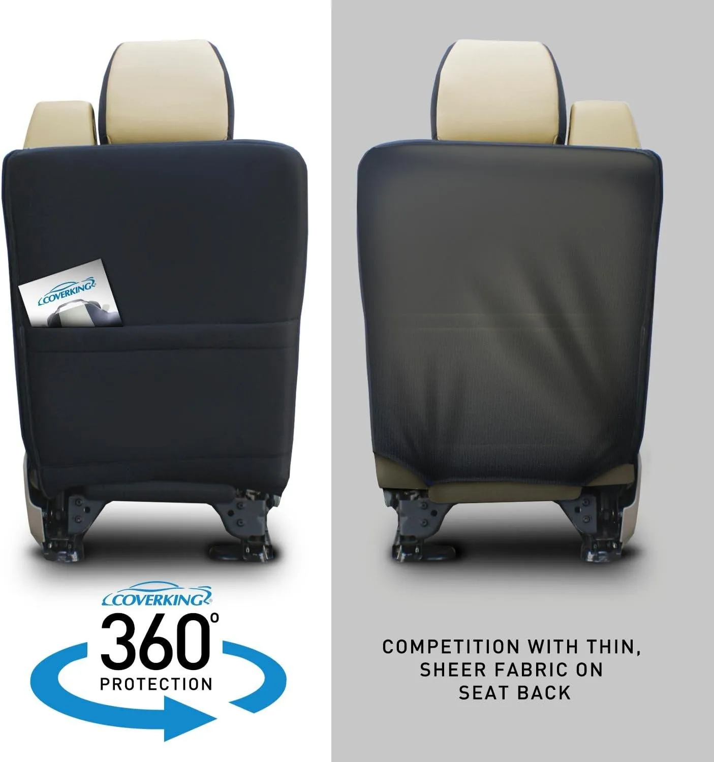 Coverking Custom Fit Front 40/20/40 Seat Cover for Select Ford F-Series Models - Polycotton Drill (Navy Blue)