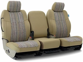 Coverking Front 40/20/40 Bench Custom Fit Seat Cover for Select Chevrolet Suburban Models - Saddle Blanket (Camel with Tan Sides)