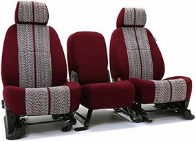 Coverking Front 40/20/40 Bench Custom Fit Seat Cover for Select Chevrolet Suburban Models - Saddle Blanket (Wine with Wine Sides)