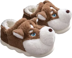 Cozy Husky Plush Winter Slippers for Men and Women – Soft Plush, Non-Slip Sole, Indoor Warm Slippers