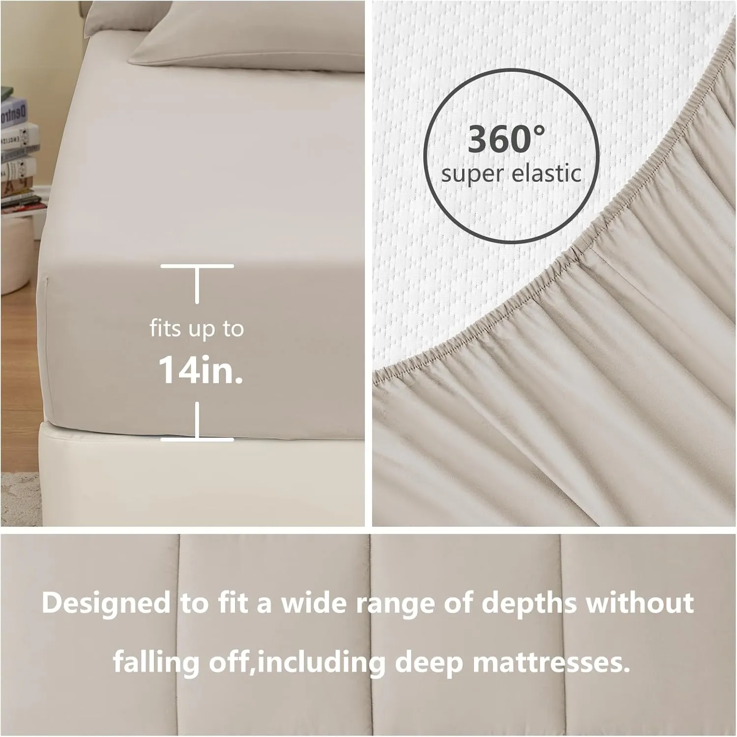 CozyLux King Size Comforter Set Beige, 7 Pieces Bed in a Bag, Beige Comforter King Size, All Season Bedding Sets with Stitch Quilted Comforter, Flat Sheet, Fitted Sheet, Pillowcases