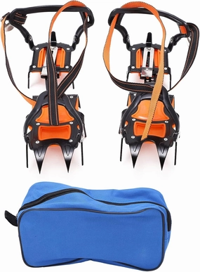 Crampons Slip 12 Teeth Strength Cleats for Snow Day Desert, Strong Grip Firm Wearproof, and Carry, Unique Skid Effect, Safe Practical Outdoor Accessory