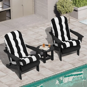 Crestlive Products Adirondack Chair Cushion Outdoor Rocking Chair Cushions Waterproof Fade Resistant 50x20x4 Inch High Back Patio Chair Cushions Set of 2 Thick Patio Replacement Cushion Black Stripe