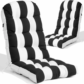 Crestlive Products Adirondack Chair Cushion Outdoor Rocking Chair Cushions Waterproof Fade Resistant 50x20x4 Inch High Back Patio Chair Cushions Set of 2 Thick Patio Replacement Cushion Black Stripe