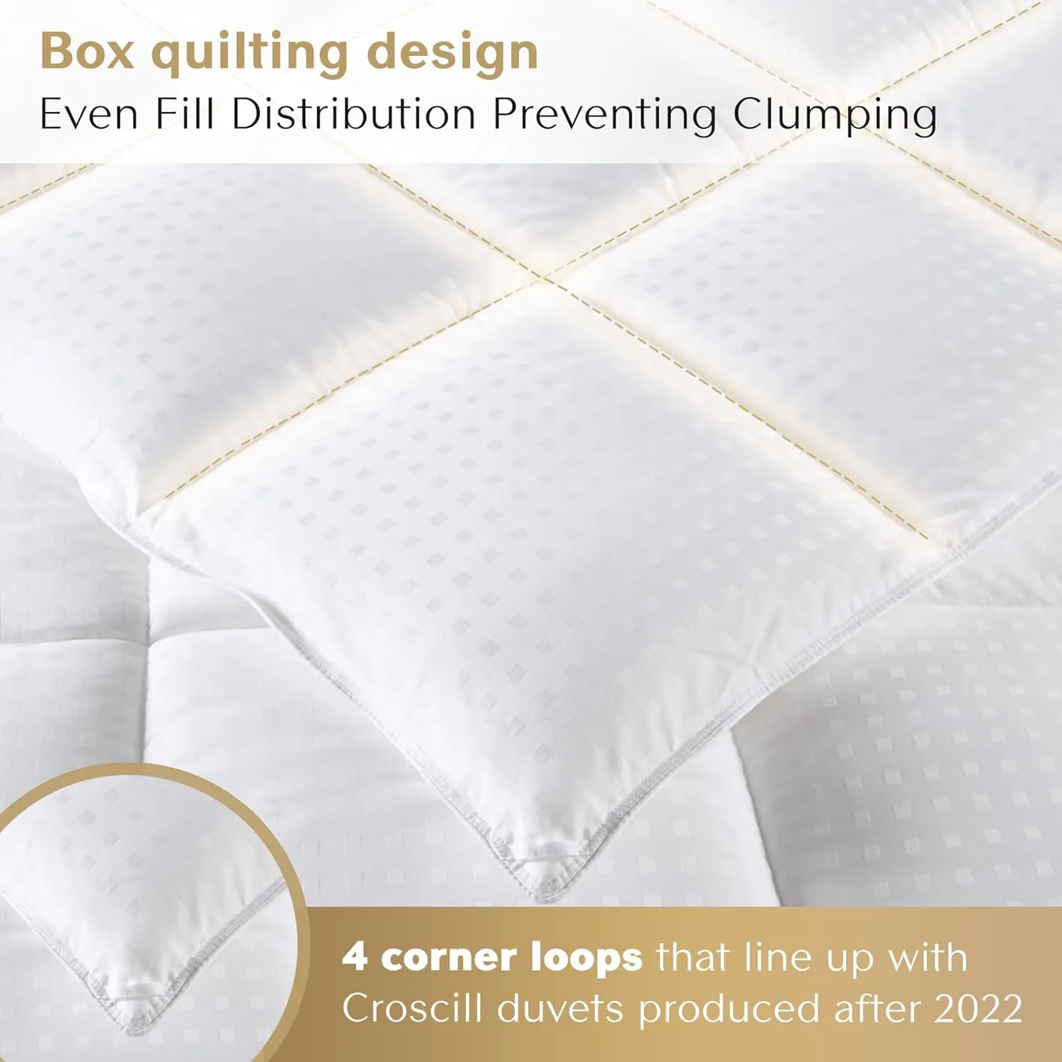 CROSCILL King Comforter, Soft Cotton Comforters Dobby Top Design, Solid Reverse, Box Quilting, Warm Duvet Insert, Lightweight & Breathable Down Alternative Winter Bedding, King/Cal King, White