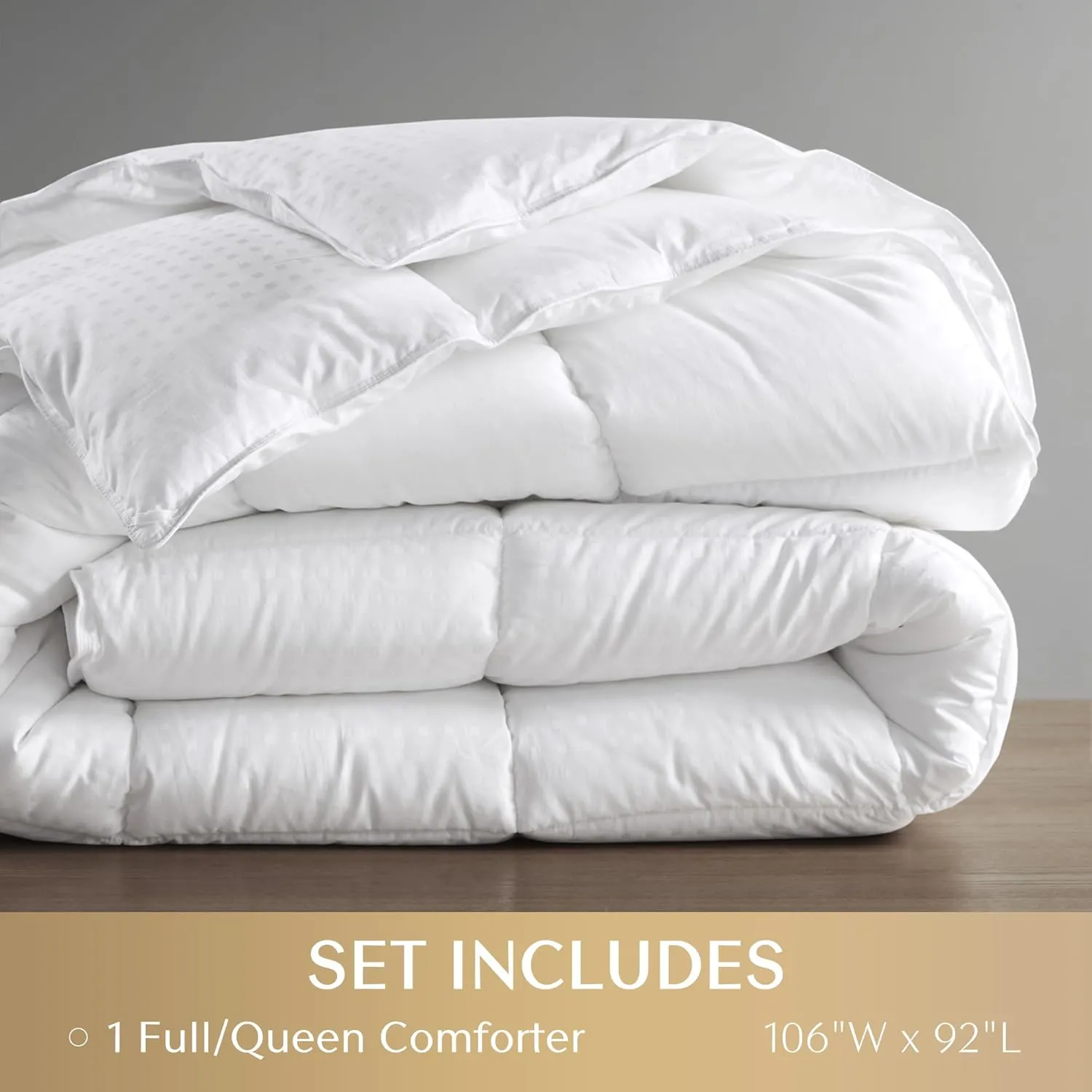CROSCILL King Comforter, Soft Cotton Comforters Dobby Top Design, Solid Reverse, Box Quilting, Warm Duvet Insert, Lightweight & Breathable Down Alternative Winter Bedding, King/Cal King, White