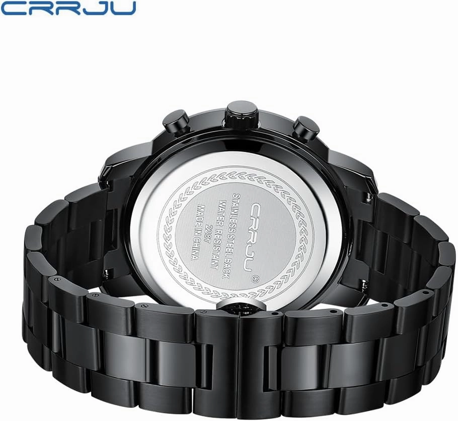 CRRJU Mens Stylish Casual Quartz Watches for Men Luxury Waterproof Calendar Chronograph Japan Movement Wristwatches
